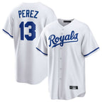 Johmsee KC.Royals #13 Salvador Perez Player White Home Game Stitched Jerseys