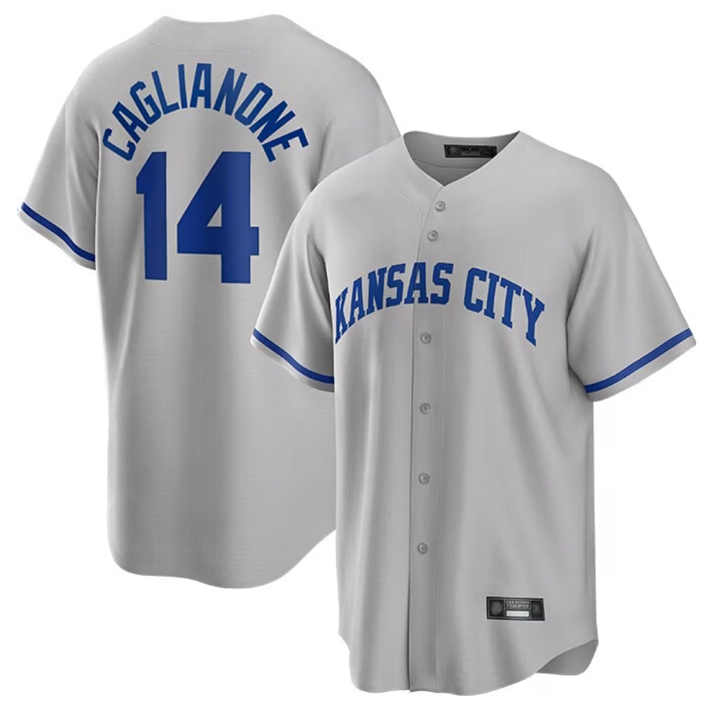 Johmsee KC.Royals #14 Jac Caglianone Player Gray Game Home Stitched Jerseys