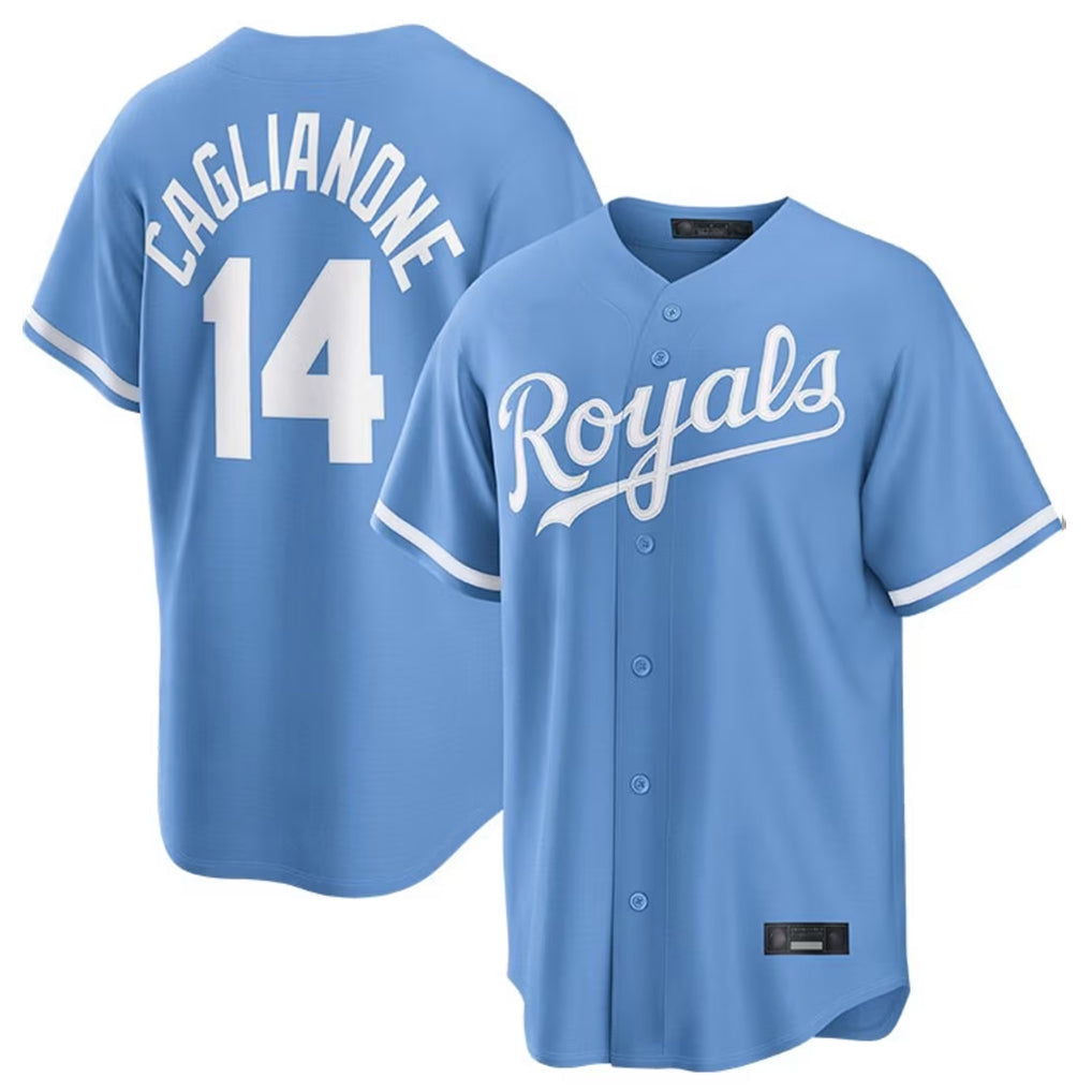 Johmsee KC.Royals #14 Jac Caglianone Player Light Blue Home Game Stitched Jerseys