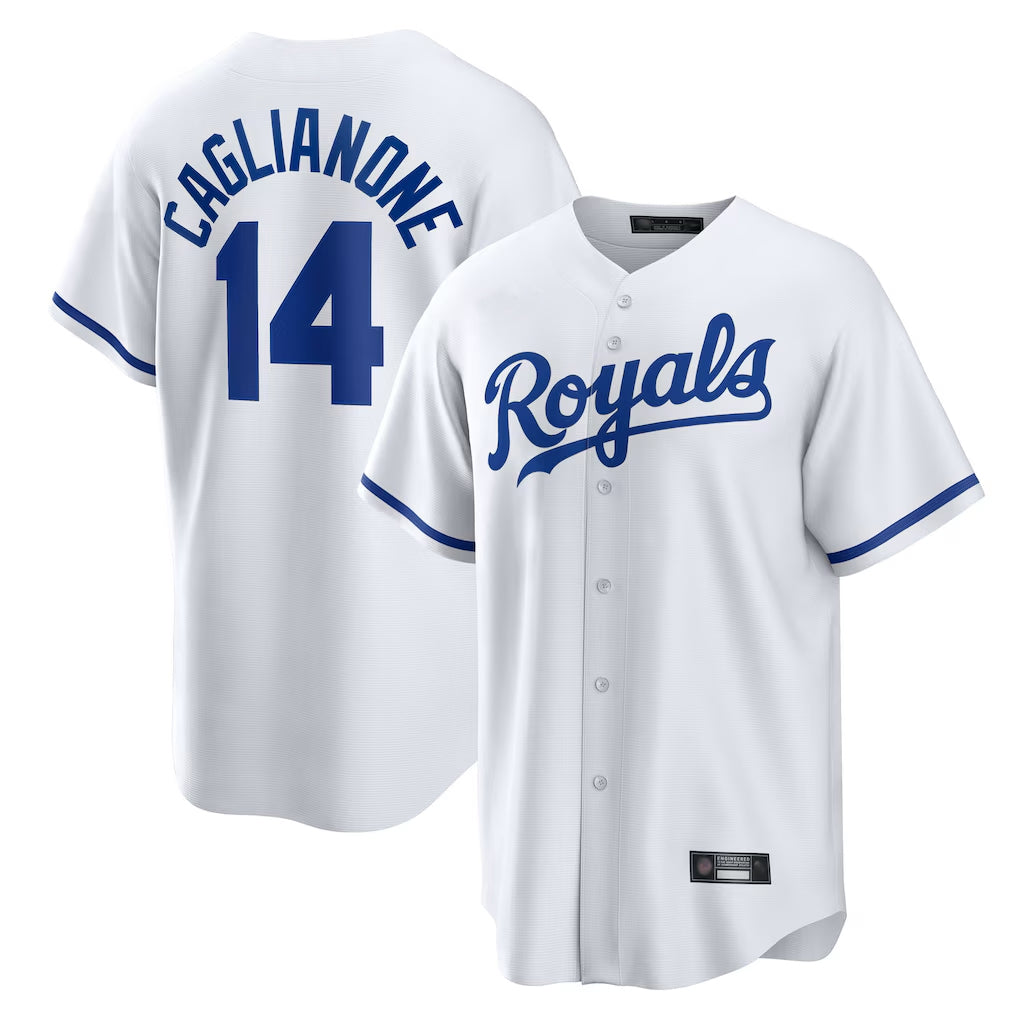 Johmsee KC.Royals #14 Jac Caglianone Player White Home Game Stitched Jerseys