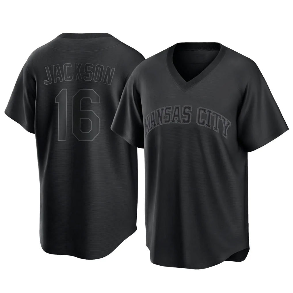 Johmsee KC.Royals #16 Bo Jackson Player Black Fashion Game Stitched Jerseys