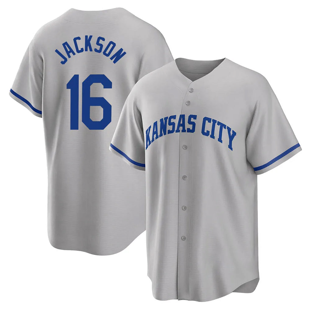 Johmsee KC.Royals #16 Bo Jackson Player Gray Game Home Stitched Jerseys