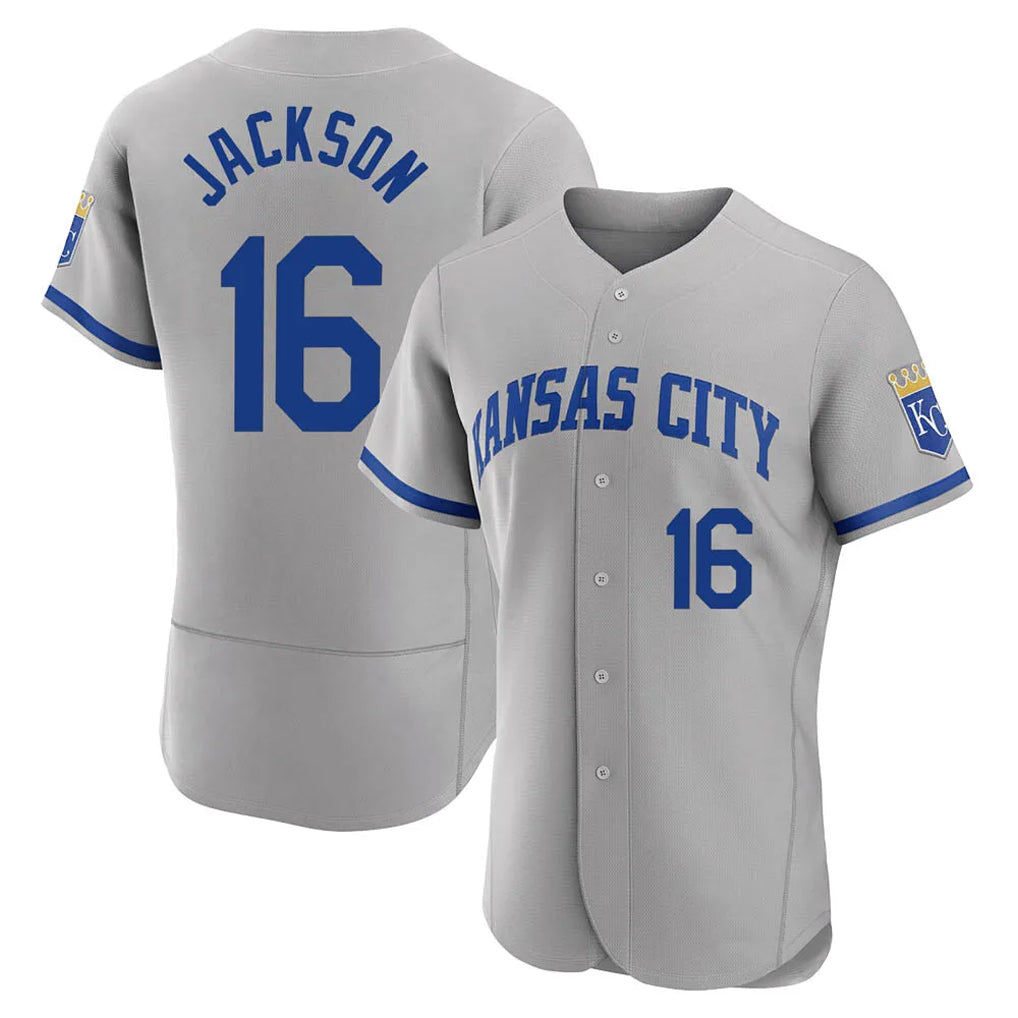 Johmsee KC.Royals #16 Bo Jackson Player Gray Limited Elite Home Game Stitched Jerseys