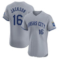 Johmsee KC.Royals #16 Bo Jackson Player Gray Limited Elite Home Stitched Jerseys