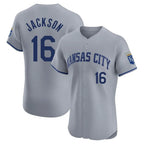 Johmsee KC.Royals #16 Bo Jackson Player Gray Limited Elite Home Stitched Jerseys