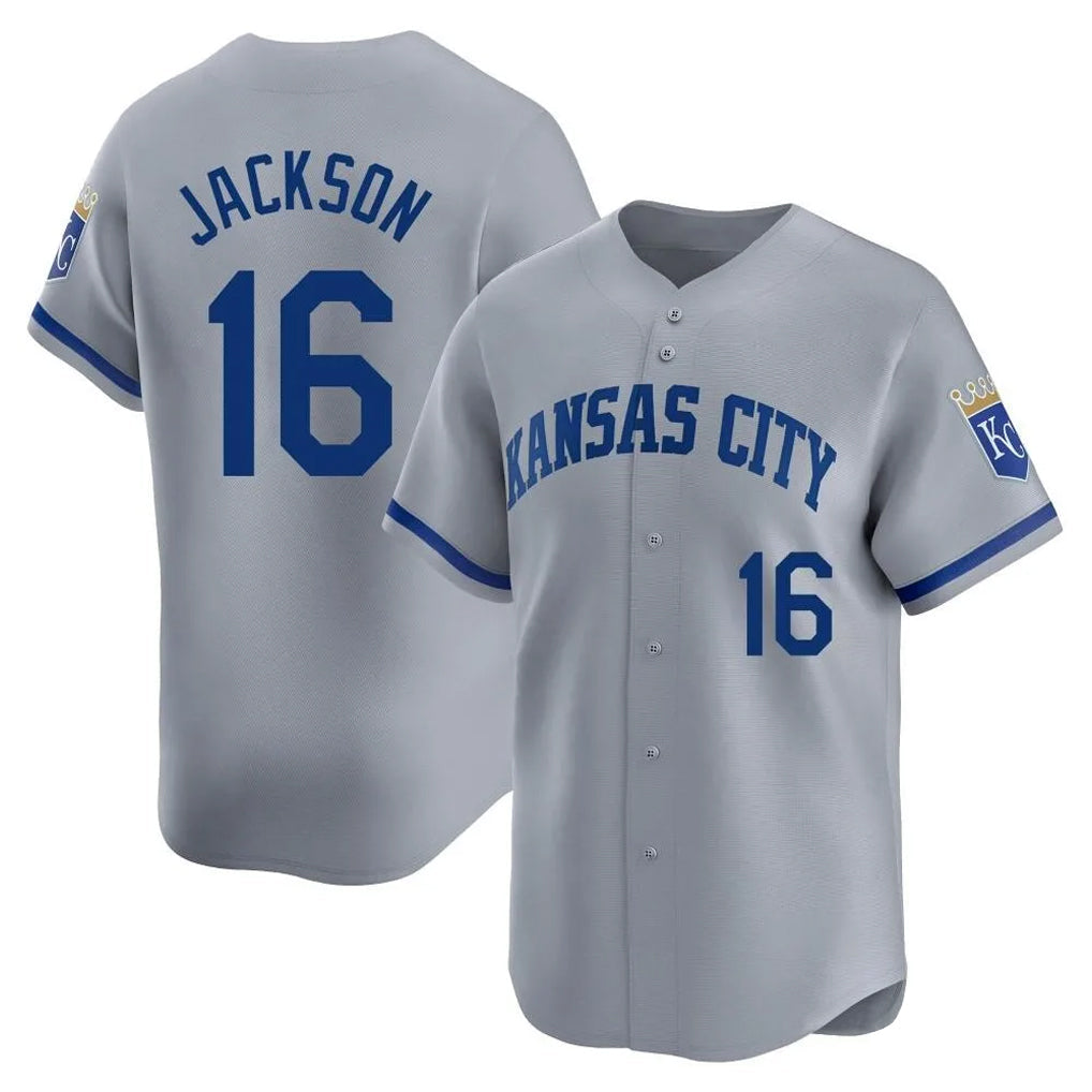 Johmsee KC.Royals #16 Bo Jackson Player Gray Limited Home Stitched Jerseys