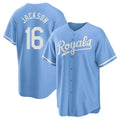Johmsee KC.Royals #16 Bo Jackson Player Light Blue Home Game Stitched Jerseys