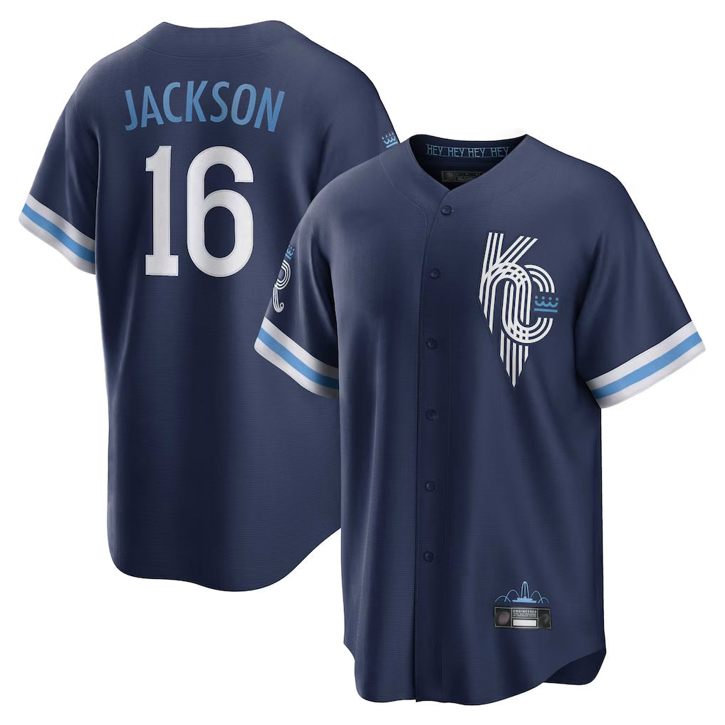 Johmsee KC.Royals #16 Bo Jackson Player Navy City Connect Home Game Stitched Jerseys