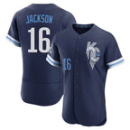 Johmsee KC.Royals #16 Bo Jackson Player Navy City Connect Limited Elite Home Stitched Jerseys