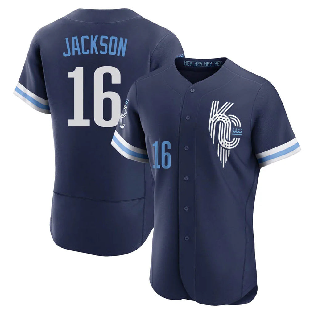 Johmsee KC.Royals #16 Bo Jackson Player Navy City Connect Limited Elite Home Stitched Jerseys