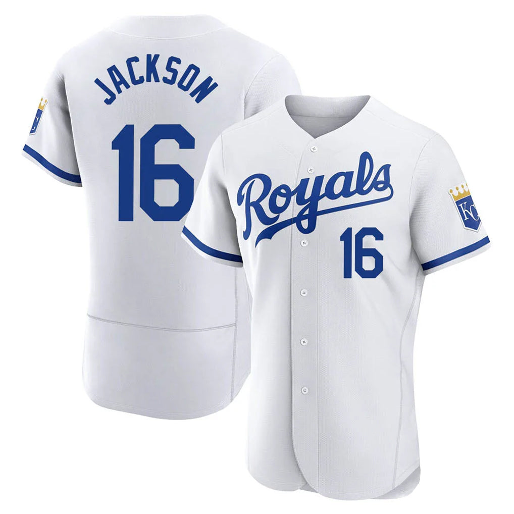Johmsee KC.Royals #16 Bo Jackson Player White Limited Elite Home Game Stitched Jerseys