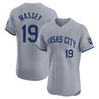 Johmsee KC.Royals #19 Michael Massey Player Gray Limited Elite Home Stitched Jerseys