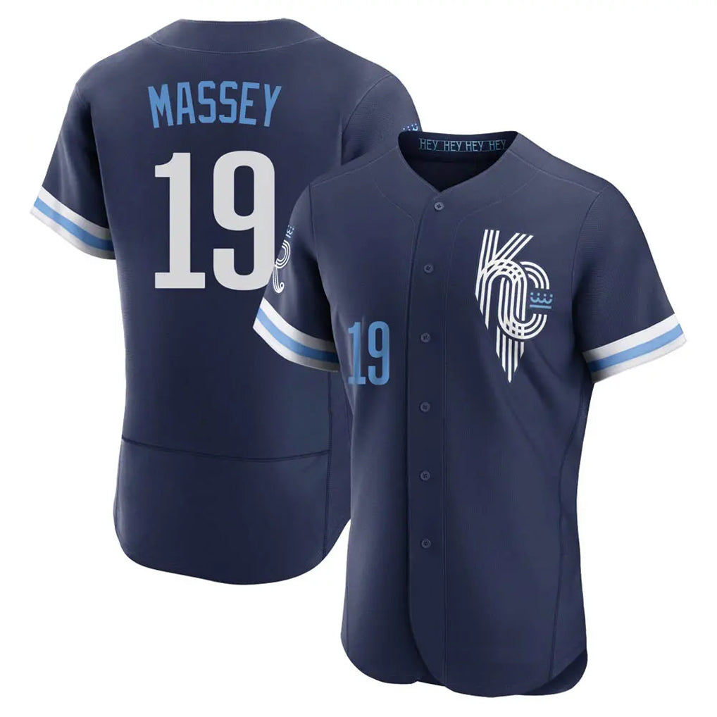 Johmsee KC.Royals #19 Michael Massey Player Navy City Connect Limited Elite Home Stitched Jerseys
