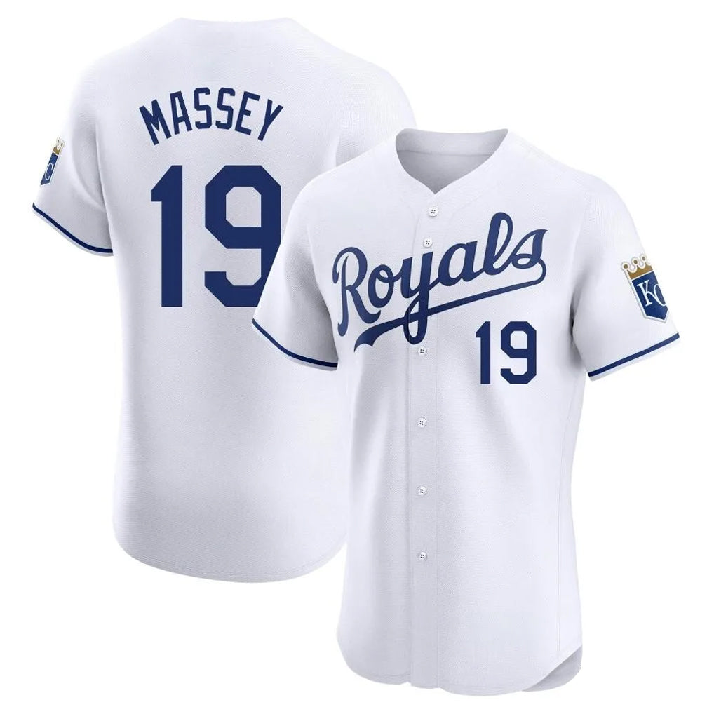 Johmsee KC.Royals #19 Michael Massey Player White Alt Limited Elite Home Stitched Jerseys