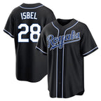 Johmsee KC.Royals #28 Kyle Isbel Player Black Carbon Fashion Home Game Stitched Jerseys