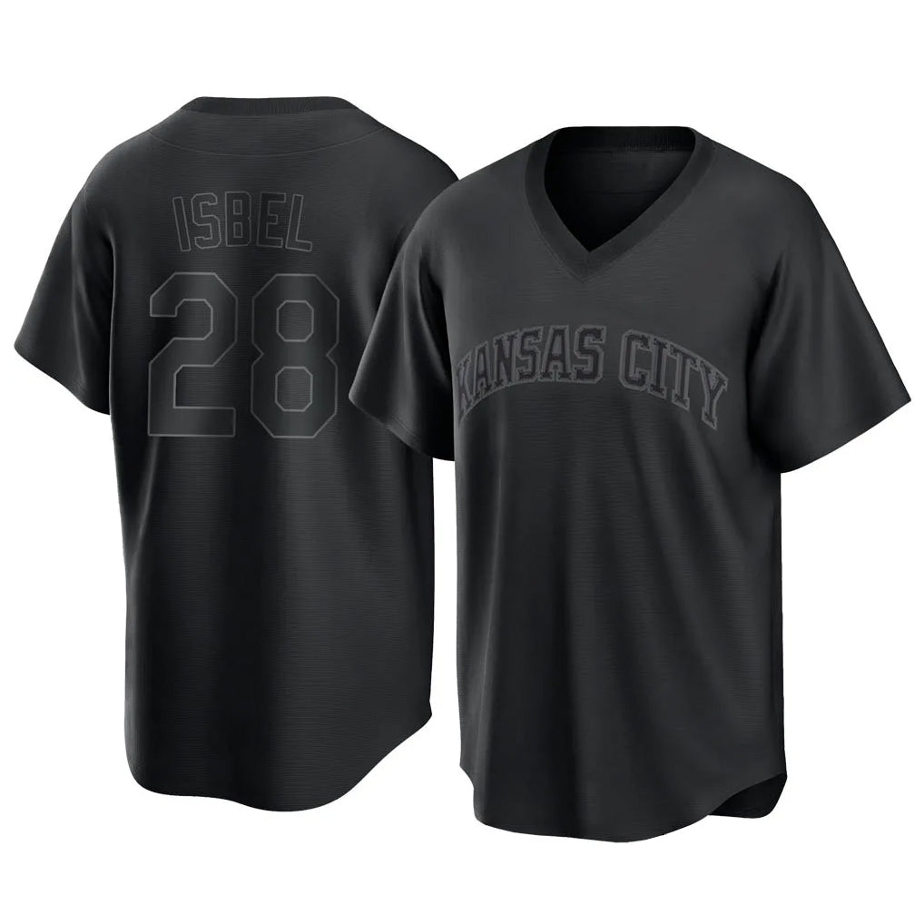Johmsee KC.Royals #28 Kyle Isbel Player Black Fashion Game Stitched Jerseys