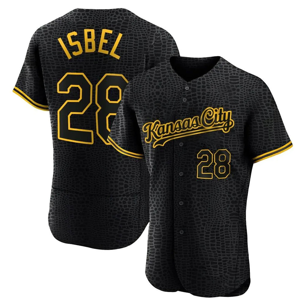 Johmsee KC.Royals #28 Kyle Isbel Player Black Snake Skin City Limited Elite Stitched Jerseys