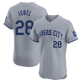 Johmsee KC.Royals #28 Kyle Isbel Player Gray Limited Elite Home Stitched Jerseys