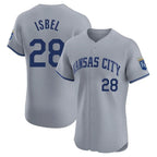 Johmsee KC.Royals #28 Kyle Isbel Player Gray Limited Elite Home Stitched Jerseys