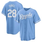 Johmsee KC.Royals #28 Kyle Isbel Player Light Blue Home Game Stitched Jerseys