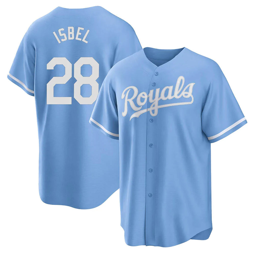 Johmsee KC.Royals #28 Kyle Isbel Player Light Blue Home Game Stitched Jerseys
