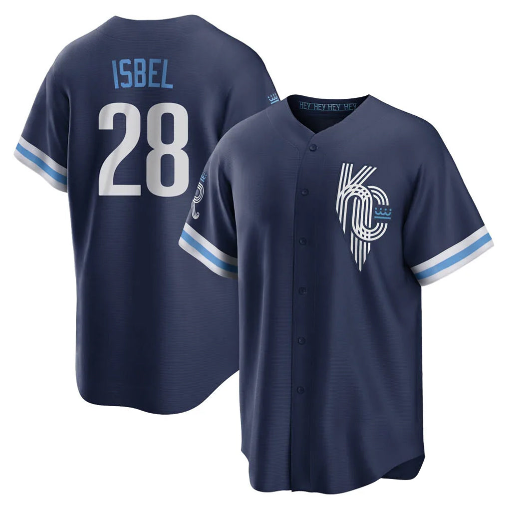 Johmsee KC.Royals #28 Kyle Isbel Player Navy City Connect Home Game Stitched Jerseys
