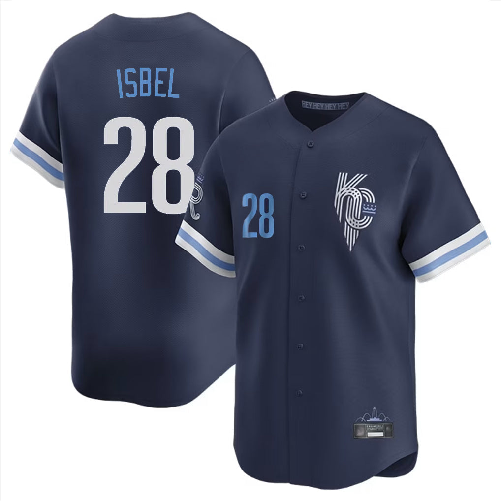 Johmsee KC.Royals #28 Kyle Isbel Player Navy City Connect Limited Home Stitched Jerseys