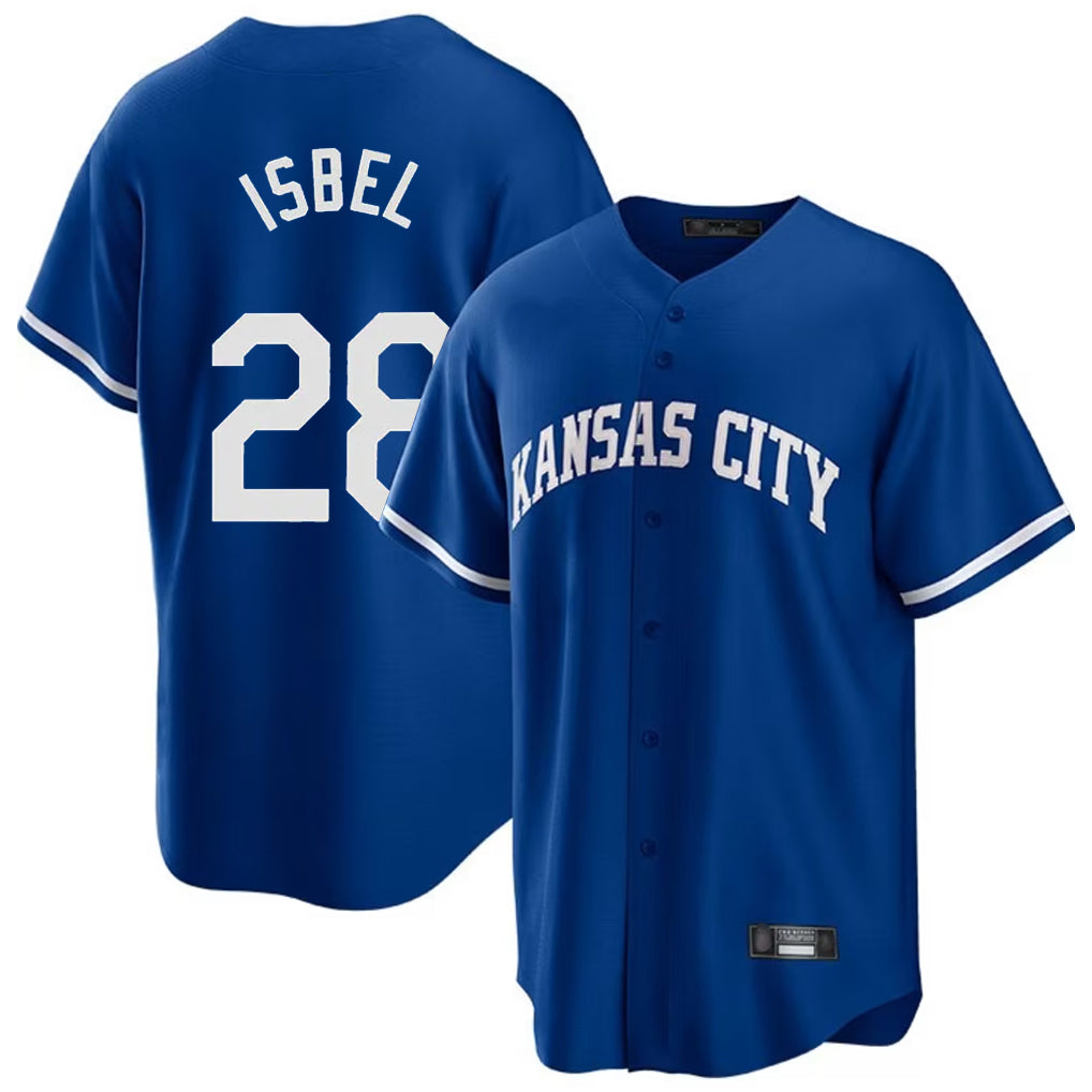 Johmsee KC.Royals #28 Kyle Isbel Player Royal Game Home Stitched Jerseys