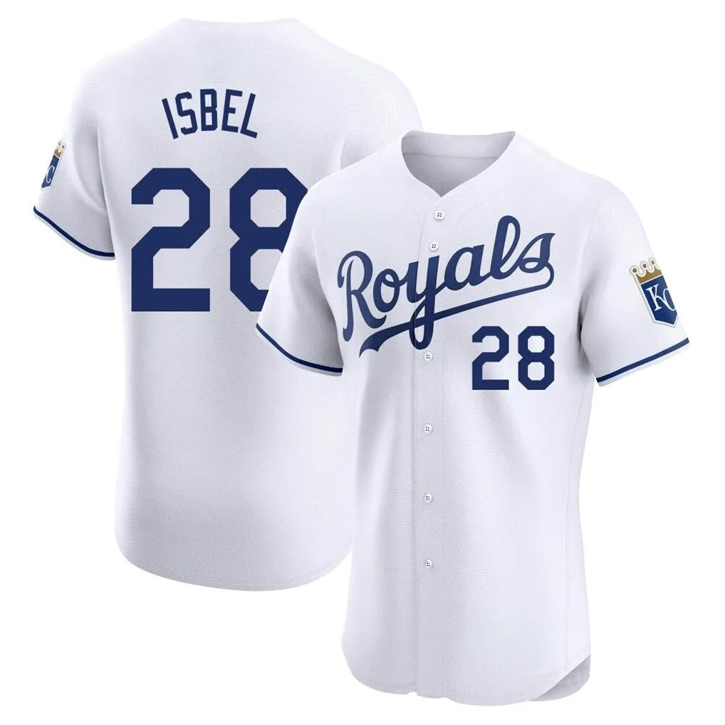 Johmsee KC.Royals #28 Kyle Isbel Player White Alt Limited Elite Home Stitched Jerseys