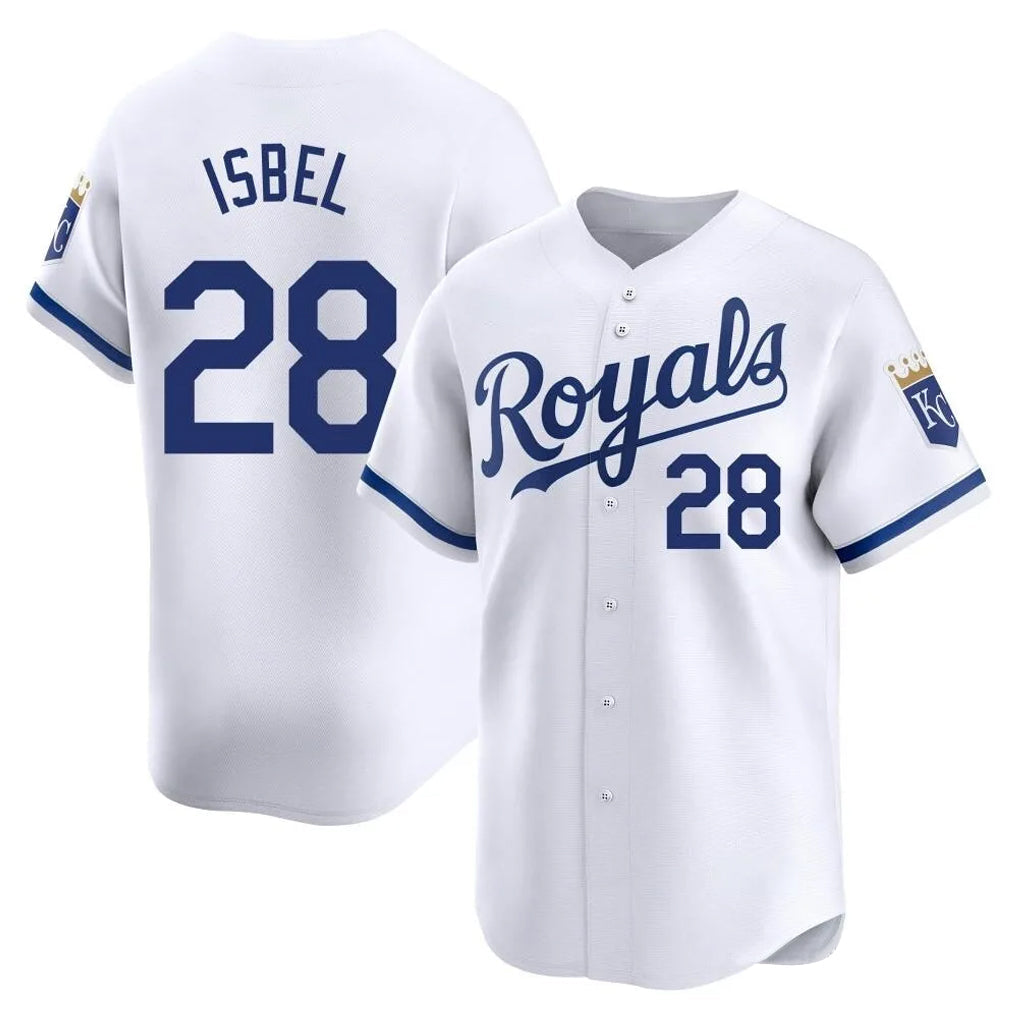 Johmsee KC.Royals #28 Kyle Isbel Player White Alt Limited Home Stitched Jerseys