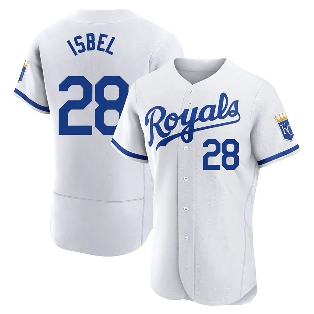Johmsee KC.Royals #28 Kyle Isbel Player White Limited Elite Home Game Stitched Jerseys