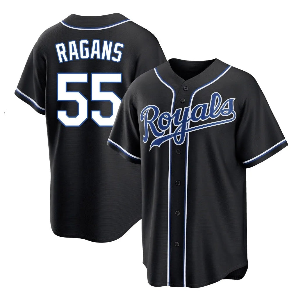 Johmsee KC.Royals #55 Cole Ragans Player Black Carbon Fashion Home Game Stitched Jerseys