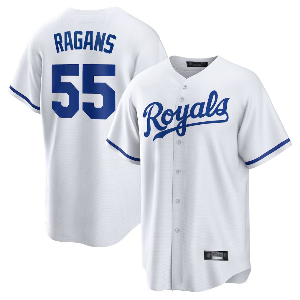 Johmsee KC.Royals #55 Cole Ragans Player White Home Game Stitched Jerseys