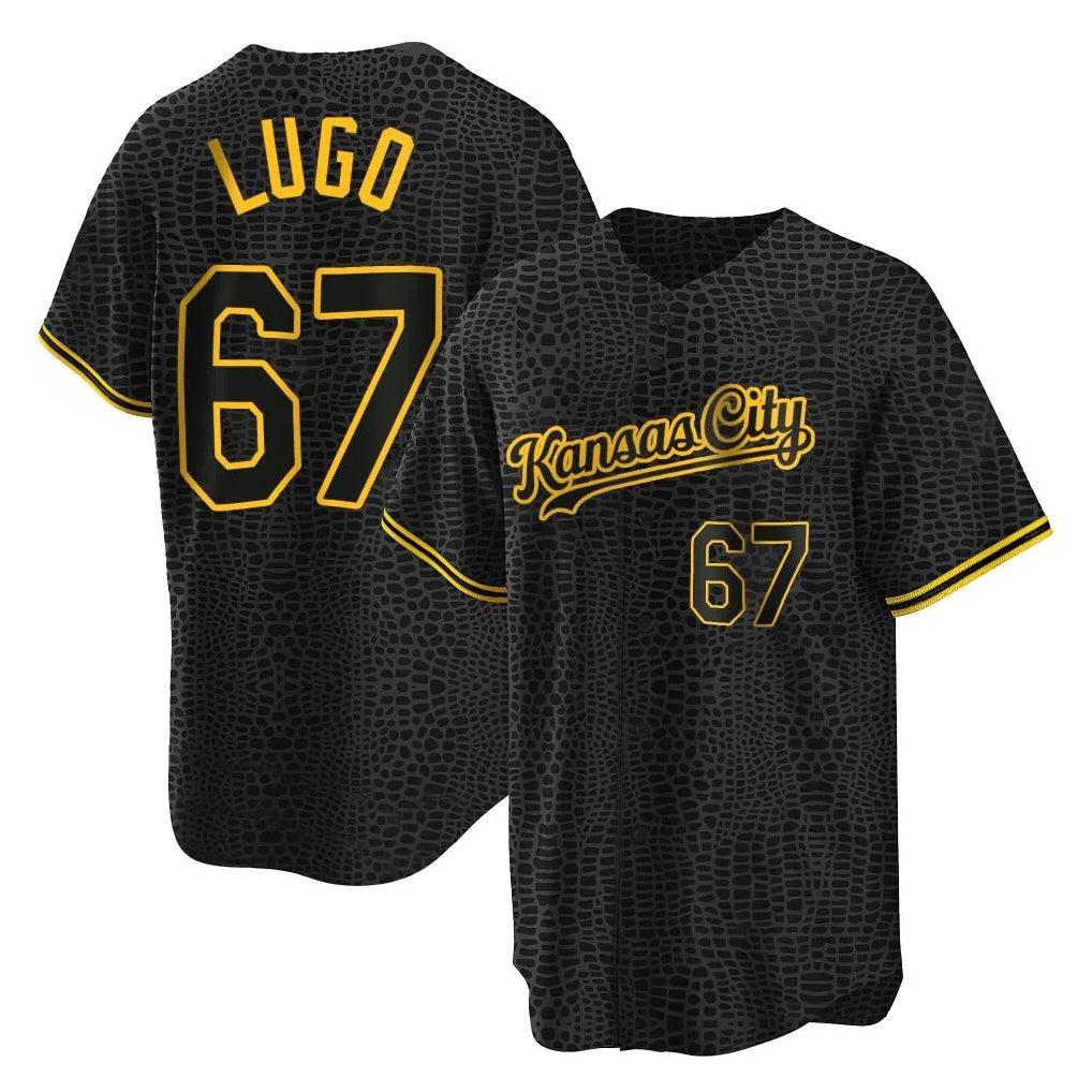 Johmsee KC.Royals #67 Seth Lugo Player Black Snake Skin City Game Stitched Jerseys