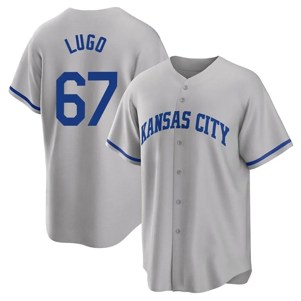 Johmsee KC.Royals #67 Seth Lugo Player Gray Game Home Stitched Jerseys