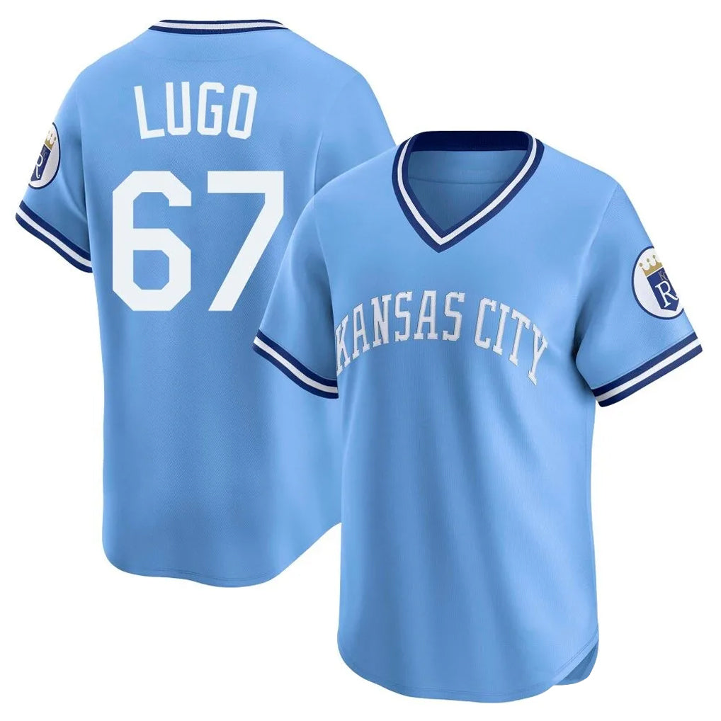 Johmsee KC.Royals #67 Seth Lugo Player Light Blue Limited Throwback Cooperstown Collection T-shirt Stitched Jerseys