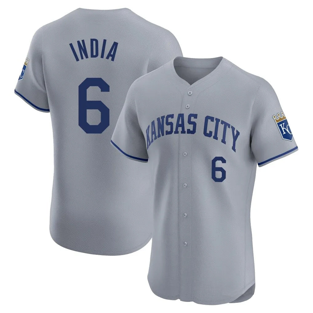 Johmsee KC.Royals #6 Jonathan India Player Gray Limited Elite Home Stitched Jerseys
