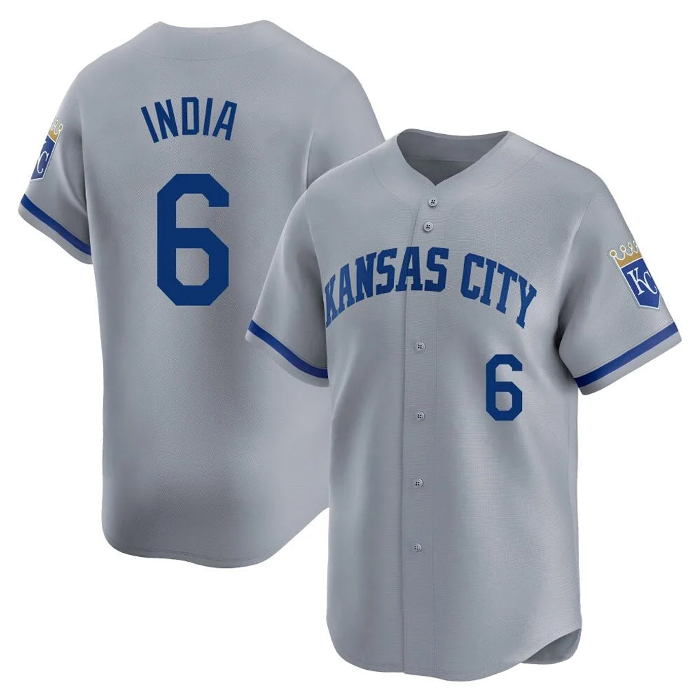 Johmsee KC.Royals #6 Jonathan India Player Gray Limited Home Stitched Jerseys