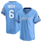 Johmsee KC.Royals #6 Jonathan India Player Light Blue Limited Throwback Cooperstown Collection T-shirt Stitched Jerseys