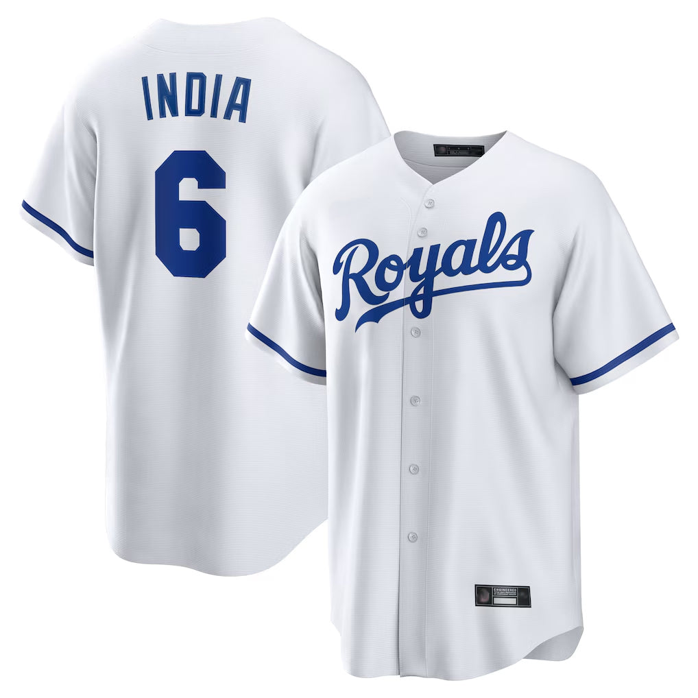 Johmsee KC.Royals #6 Jonathan India Player White Home Game Stitched Jerseys
