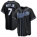 Johmsee KC.Royals #7 Bobby Witt Jr. Player Black Carbon Fashion Home Game Stitched Jerseys