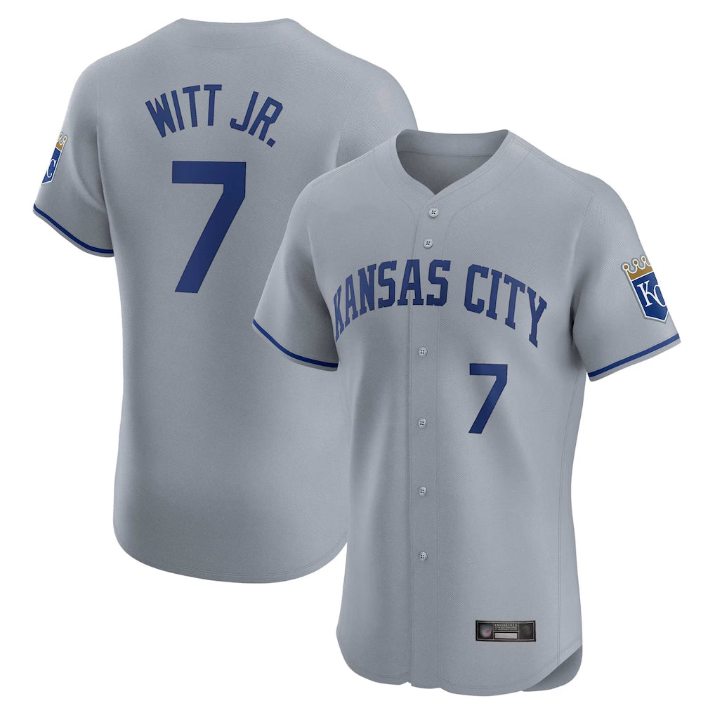 Johmsee KC.Royals #7 Bobby Witt Jr. Player Gray Limited Elite Home Stitched Jerseys