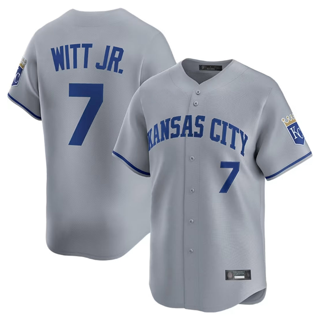 Johmsee KC.Royals #7 Bobby Witt Jr. Player Gray Limited Home Stitched Jerseys