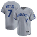 Johmsee KC.Royals #7 Bobby Witt Jr. Player Gray Limited Home Stitched Jerseys