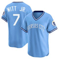 Johmsee KC.Royals #7 Bobby Witt Jr. Player Light Blue Limited Throwback Cooperstown Collection T-shirt Stitched Jerseys