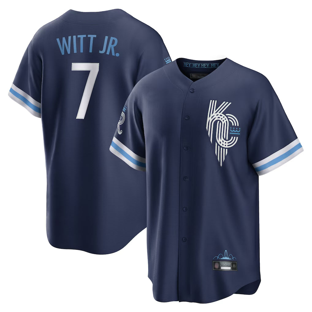 Johmsee KC.Royals #7 Bobby Witt Jr. Player Navy City Connect Home Game Stitched Jerseys
