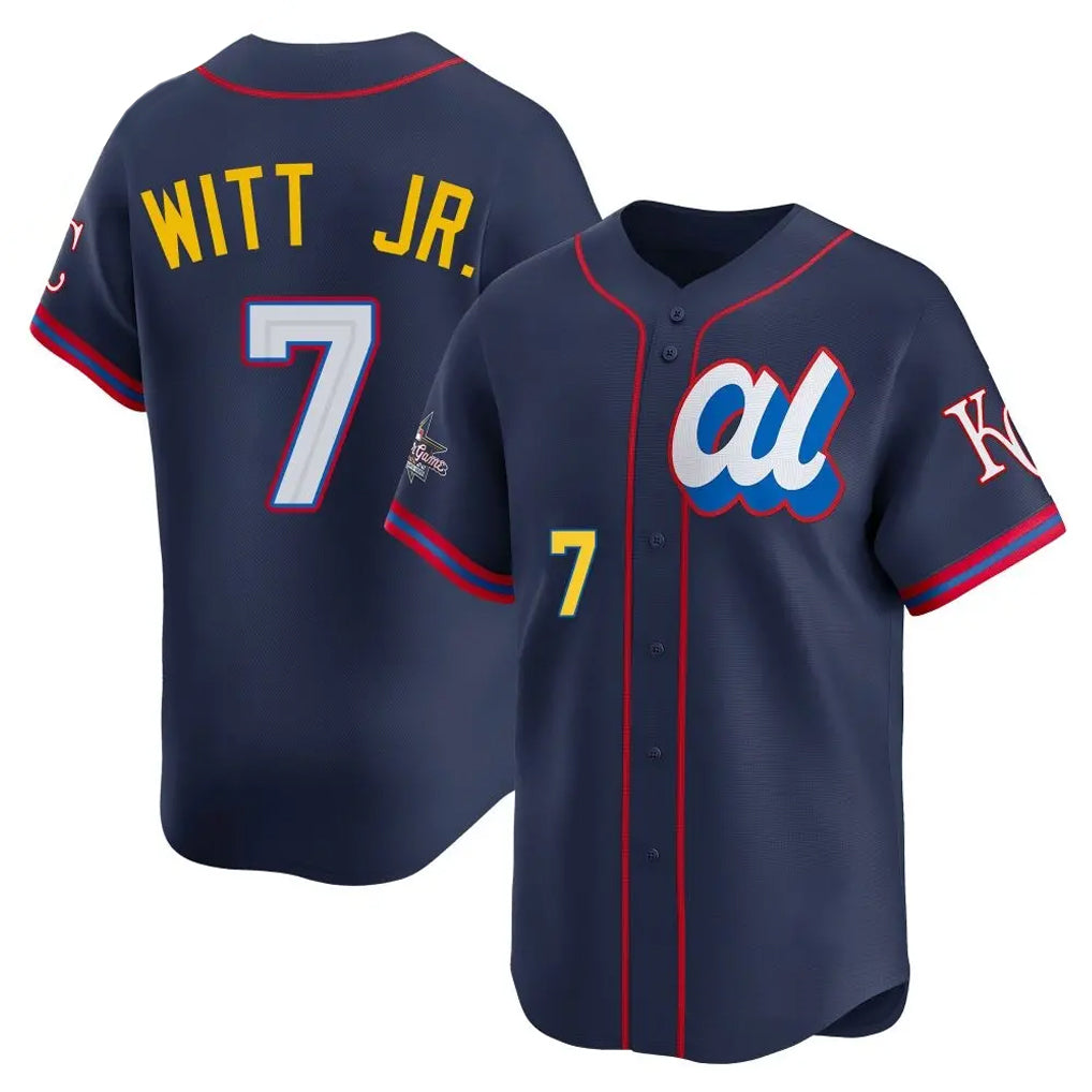 Johmsee KC.Royals #7 Bobby Witt Jr. Player Navy Limited American League All-Star Edition Stitched Jerseys