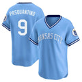 Johmsee KC.Royals #9 Vinnie Pasquantino Player Light Blue Limited Throwback Cooperstown Collection T-shirt Stitched Jerseys