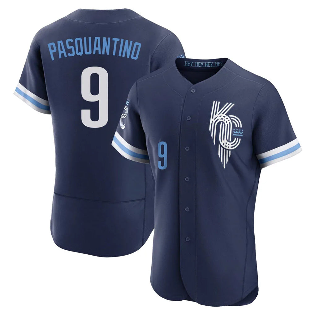 Johmsee KC.Royals #9 Vinnie Pasquantino Player Navy City Connect Limited Elite Home Stitched Jerseys