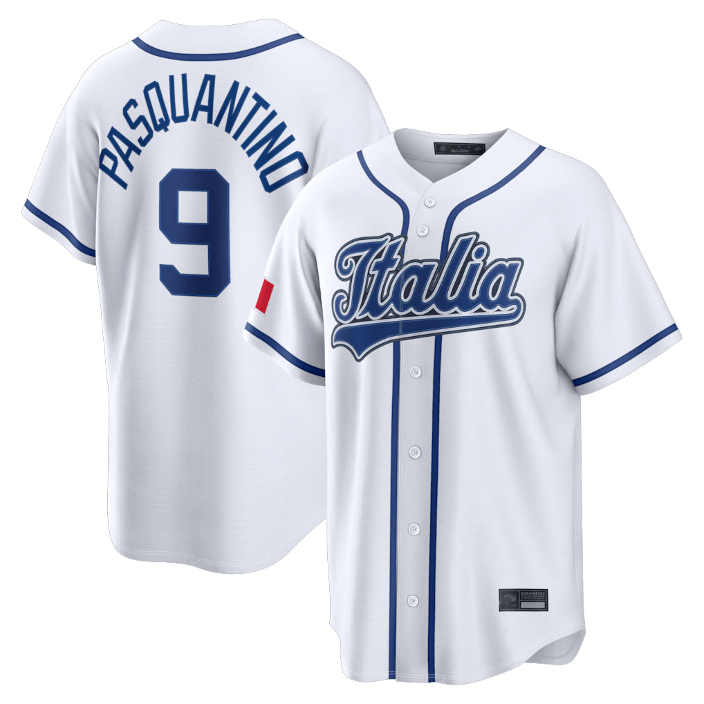 Johmsee KC.Royals #9 Vinnie Pasquantino Player White Italy 2026 WBC Classic Home Stitched Jerseys